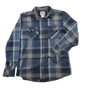 Overdrive Clothing Men Plaid Long Sleeve Button Up Shirt Blue Gray Size Medium